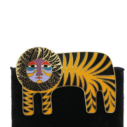 Laurel Burch "Tigre" Brooch, Gold Plated Lion Tiger Pin, 1980s Vintage Jewelry