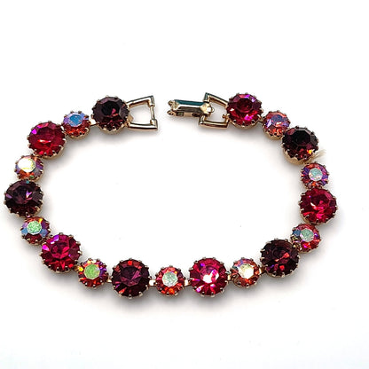 Vintage Weiss Hot Pink Purple Bracelet, Aurora Borealis Rhinestones, 1960s Vintage Jewelry