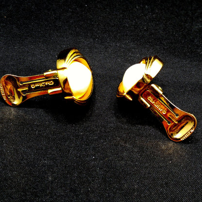 Christian Dior Cream Gold Plated Earrings, Rose Bud Shaped, 1980s Vintage Jewelry