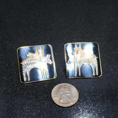Laurel Burch "Fantasy Friends" Post Earrings, Gold Plated, 1980s Vintage Jewelry