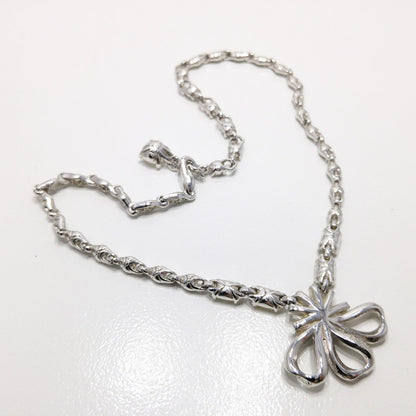 Bogoff Clear Rhinestone Pendant Choker Necklace, Rhodium Plated, 1950s Vintage