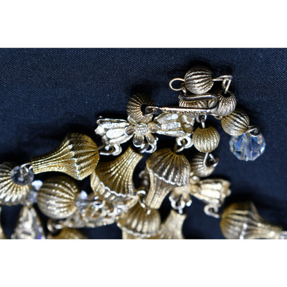 Vendome Gold Tone Crystal Beaded Necklace, 3 Strands, 1950s Vintage