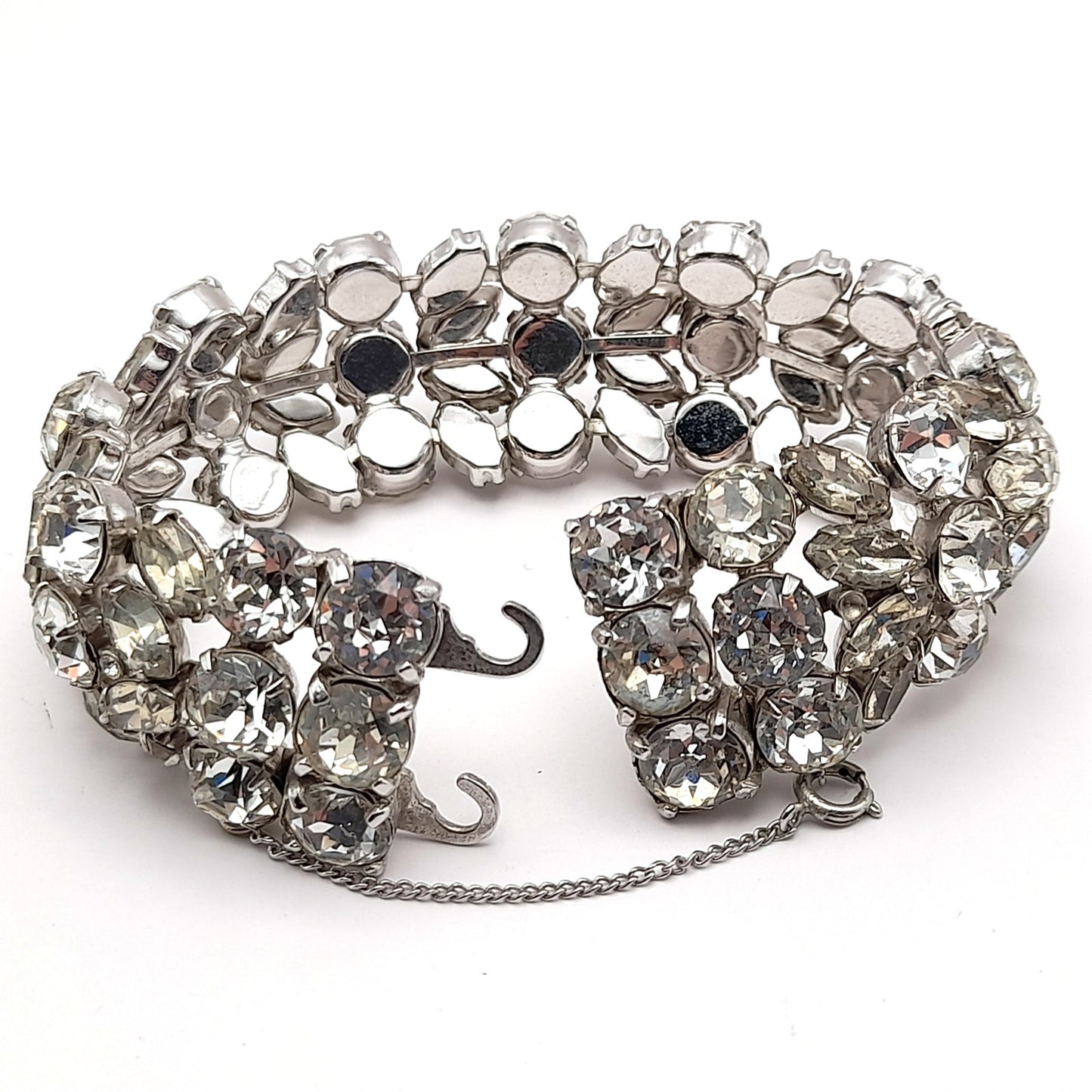 Vintage Eisenberg Ice Wide Rhinestone Bracelet | 1950s Bridal Statement