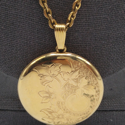 Danecraft Gold Filled Photo Locket Necklace, 12K GF, Early 1950s Vintage Jewelry