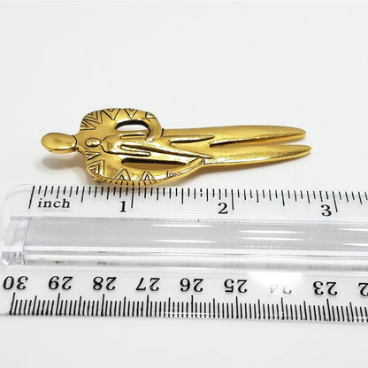 Vintage Laurel Burch Tribal Spirit Person & Child Brooch, Gold Plated