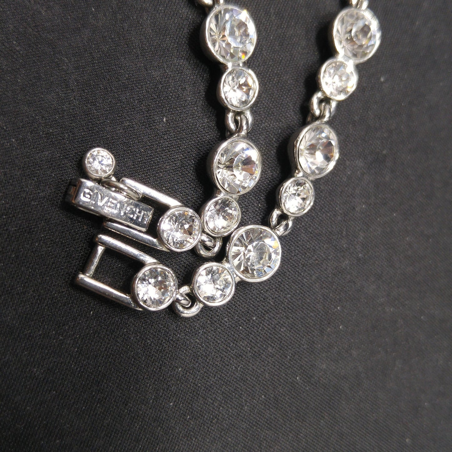 Vintage Givenchy Bracelet – Clear Rhinestone Links, Rhodium Plate, 1990s