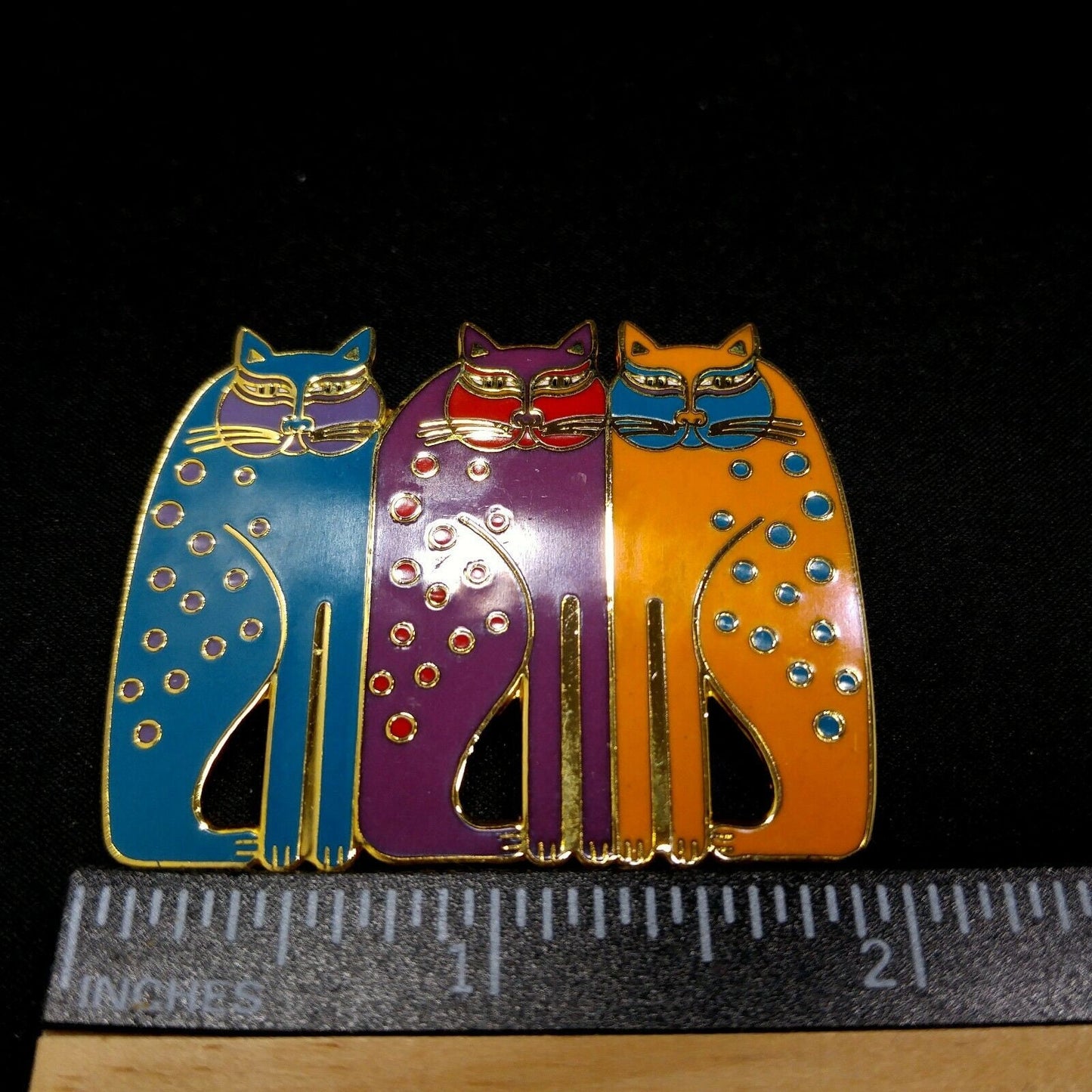 Laurel Burch "Siamese Cats" Brooch Pin, Gold Plated Cloisonne, Enamel, Cat Lover