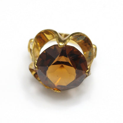 Clark & Coombs Topaz Glass Ring, 10K Gold Filled, 1940s Vintage Jewelry