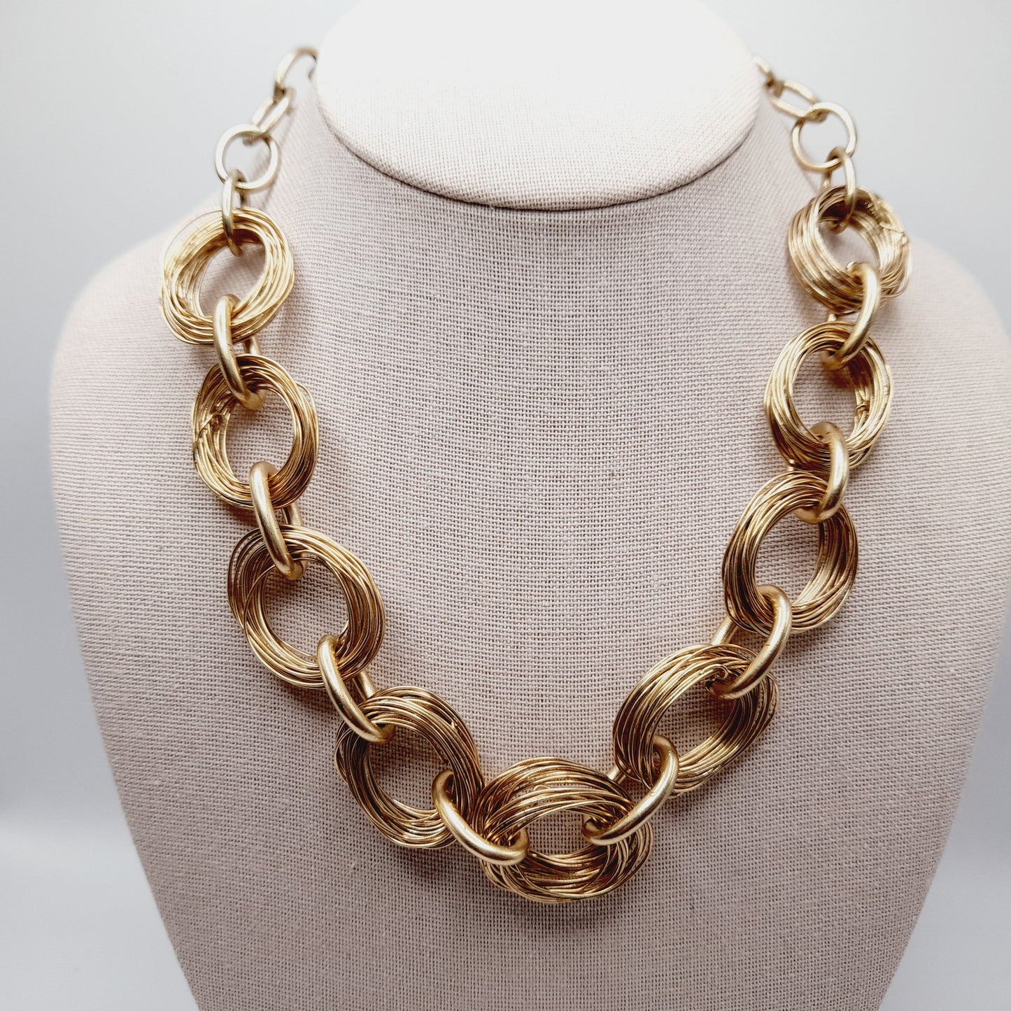 Vintage SIGRID OLSEN Wire Wrapped 19 Inch Wide Gold Tone Necklace