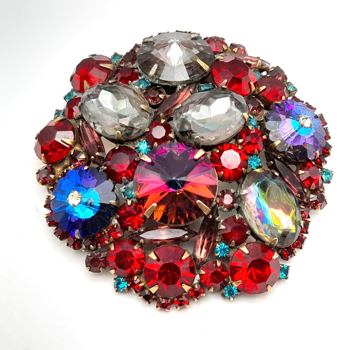 Vintage Red Rhinestone Margarita Brooch - Statement Piece