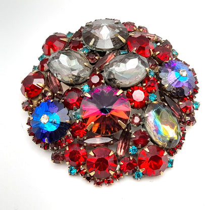 Vintage Red Rhinestone Margarita Brooch - Statement Piece