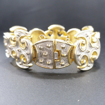 Vintage CINER Maltese Cross Bracelet, 22K Gold Plated, Silver Gold Tone