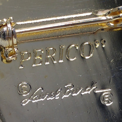 Laurel Burch "Perico" Brooch, Gold Plated Parakeets, Cloisonné Birds, 1980s Vintage Jewelry