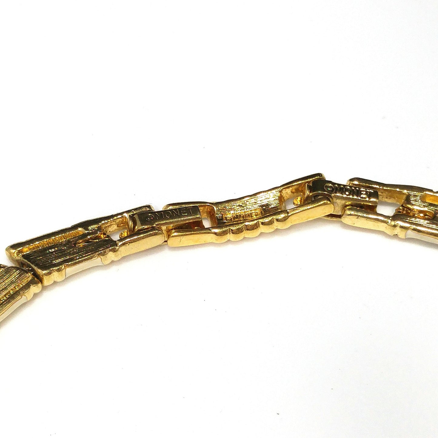 Monet Cream Enamel Gold Plated Necklace & Earrings, 1980s Vintage Jewelry