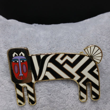 Laurel Burch "Zzzebra" Brooch, Gold Plated, 1980s Vintage Jewelry