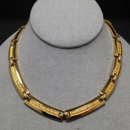 Vintage Christian Dior Choker Textured Links Necklace, Gold Plated, 1980s