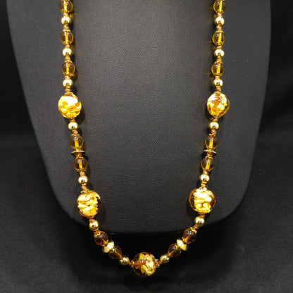 Vintage Murano Glass Necklace – Hand Blown Venetian Floral Beads, Aventurine, 1960s