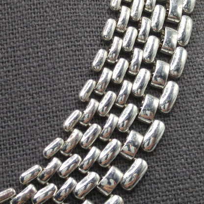 Vintage Interlocking Choker Necklace, Rhodium Plated, 1980s, Silver Tone