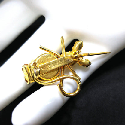 Vintage Austria Crystal Mouse Brooch – Figural Topaz & Citrine Rhinestones – 1 Inch