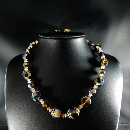 Vendome Necklace Aurora Borealis Mink Brown Swarovski Crystal Single Strand