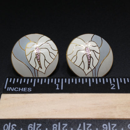 Laurel Burch Antherium Floral Post Earrings, Gold Plated, 1980s Vintage Jewelry