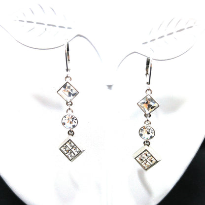 Givenchy 1990s Jewelry Set, Necklace & Earrings, Clear Rhinestones, Rhodium Plated