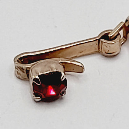 WEISS Vintage Red Rhinestone Choker Necklace – Gold Plated Holiday Statement Jewelry