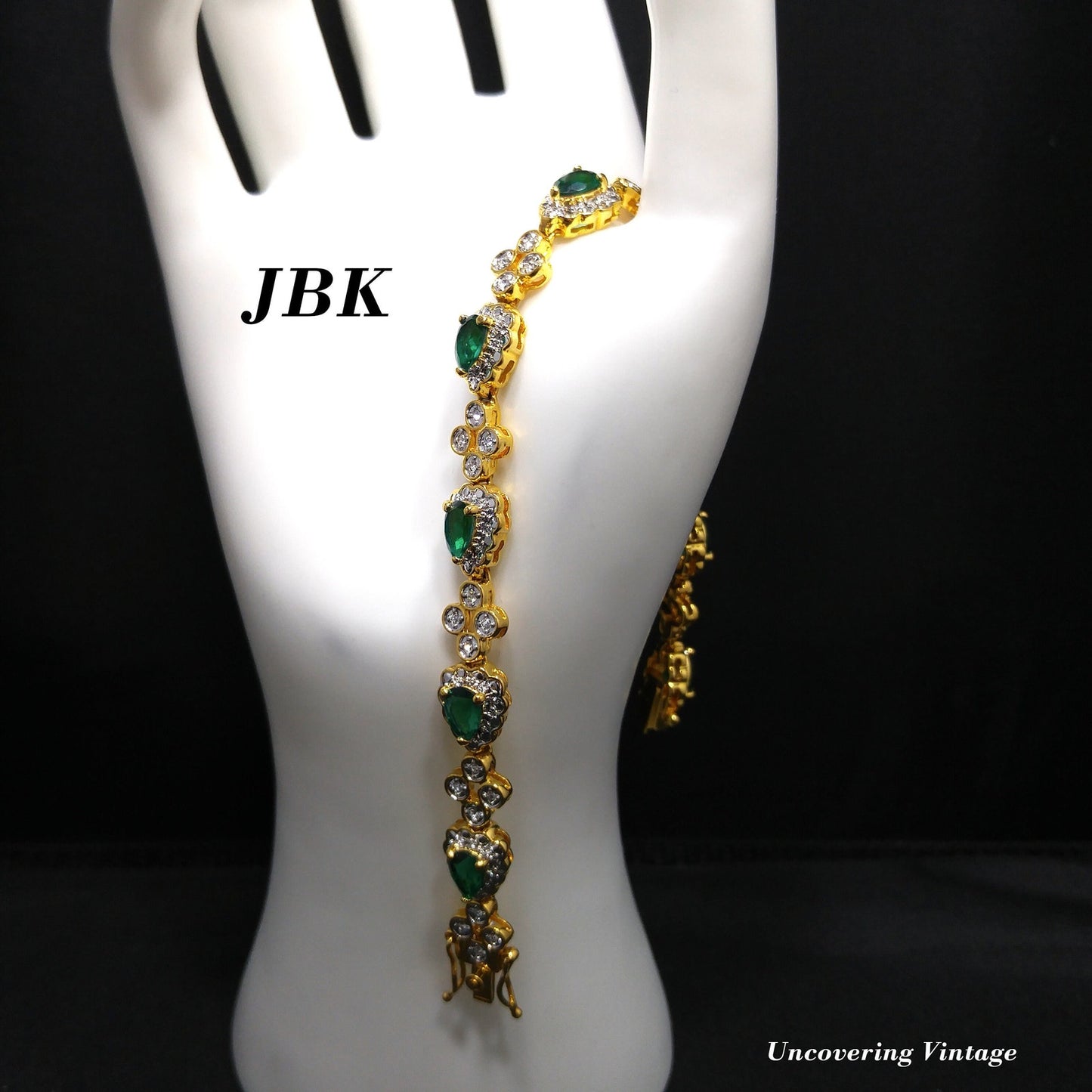 JBK Jackie Kennedy Bracelet – Camrose & Kross Faux Emerald & Rhinestone Replica
