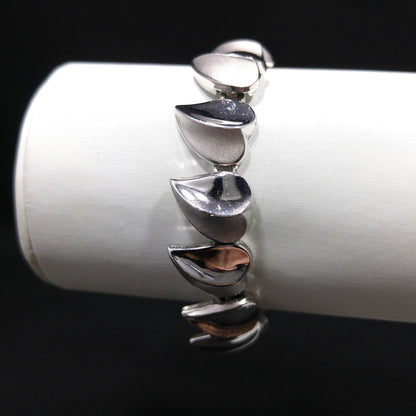 Crown Trifari Heart Leaves Bracelet, Rhodium Plated, 1960s Vintage Jewelry