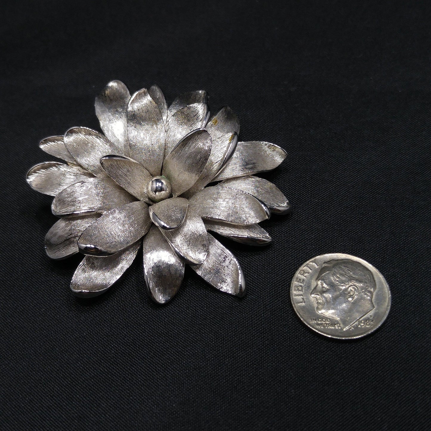 Boucher Floral Brooch, Number 8919P, Rhodium Plated, 1960s Vintage Jewelry