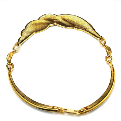 Monet Black Enamel Leaves Choker Necklace, Gold Plated, 1980s Vintage Jewelry