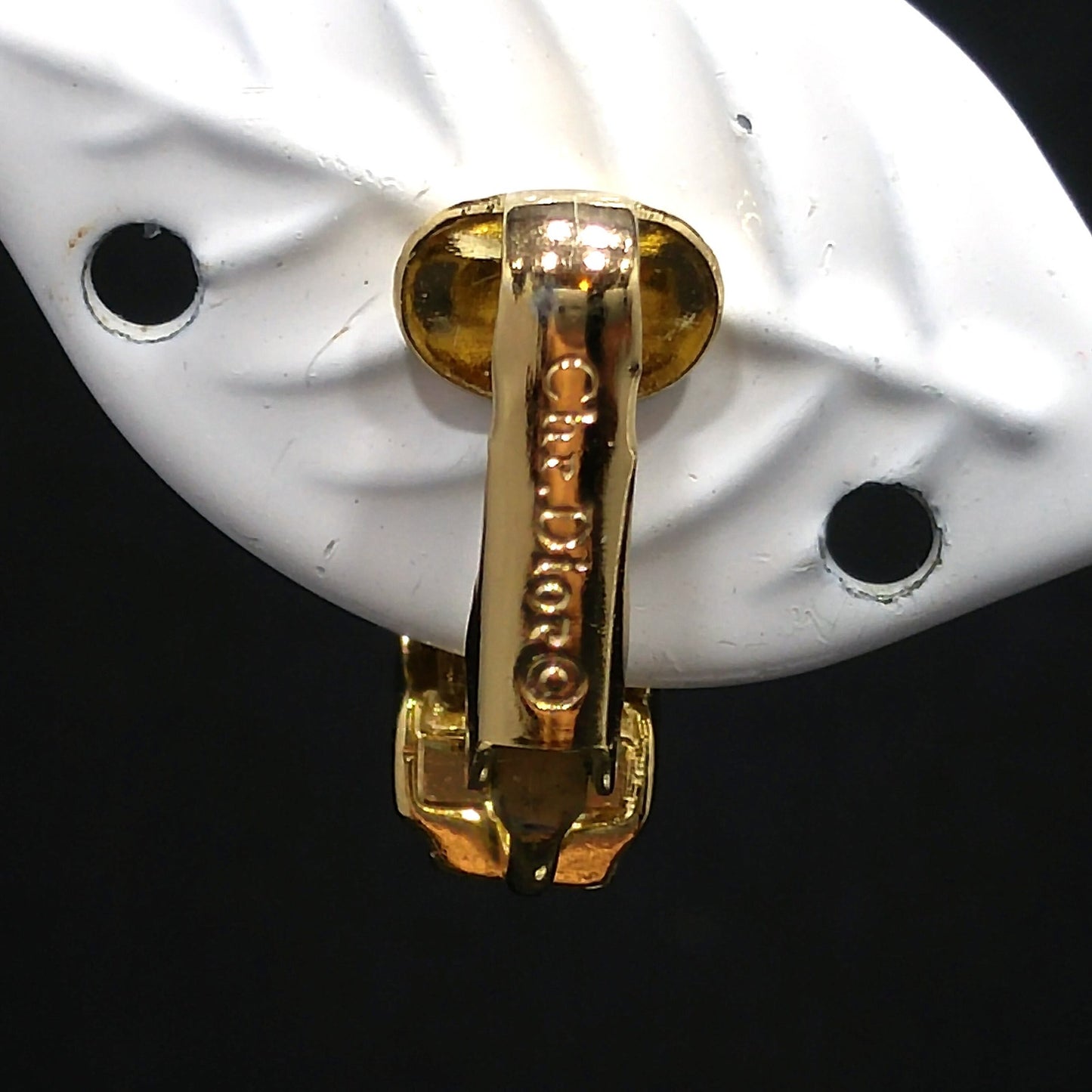 Vintage Christian Dior Half Hoop Baguette Rhinestone Clip Earrings