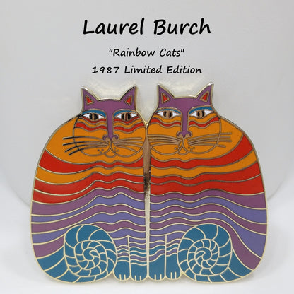Laurel Burch "Rainbow Cats" Pendant for Necklace, Gold Plated, Needs Silk Cord, 1980s