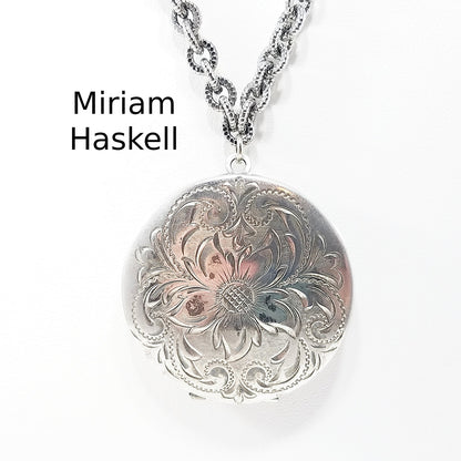 Miriam Haskell Photo Locket Necklace, Signed MIRIAM HASKELL, 1950s Vintage