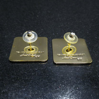 Laurel Burch "Fantasy Friends" Post Earrings, Gold Plated, 1980s Vintage Jewelry