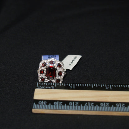 Sterling Silver Garnet Ring, Thailand, Size 8.25, 1990s Vintage Jewelry