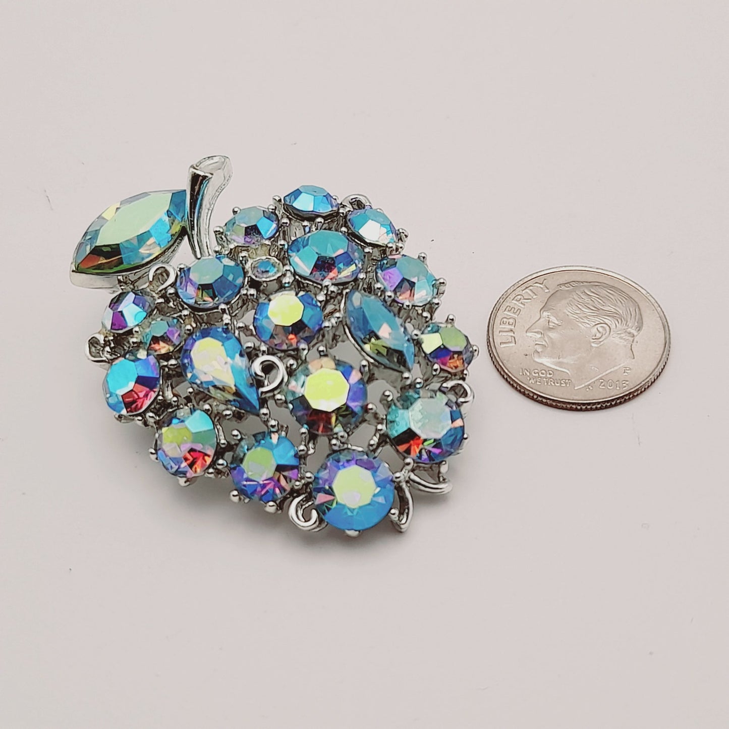 Vintage Lisner Blue Aurora Borealis Fruit Brooch