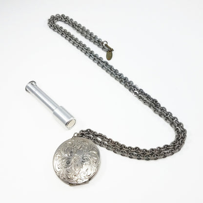 Miriam Haskell Photo Locket Necklace, Signed MIRIAM HASKELL, 1950s Vintage