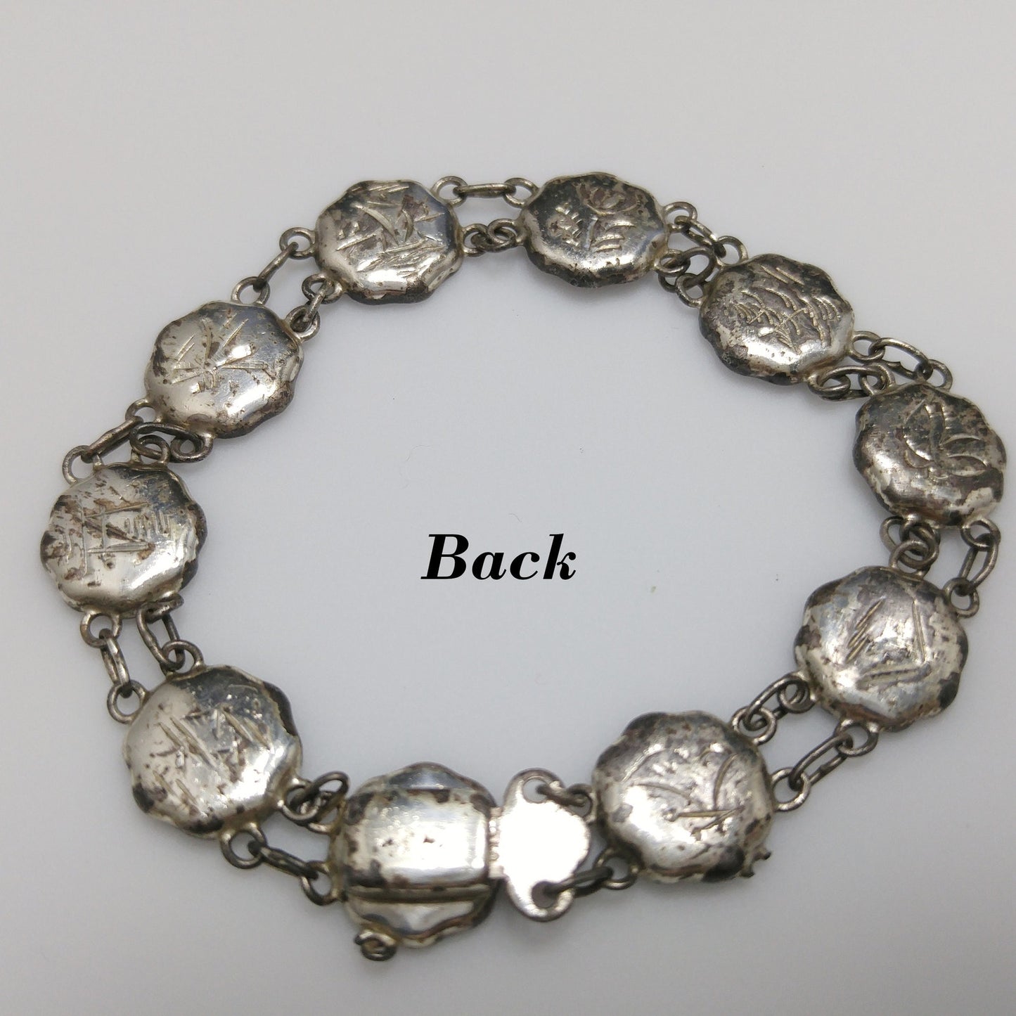 Japanese Damascene Silver Jewelry, Bracelet Brooch Earrings, 1940s Vintage Jewelry