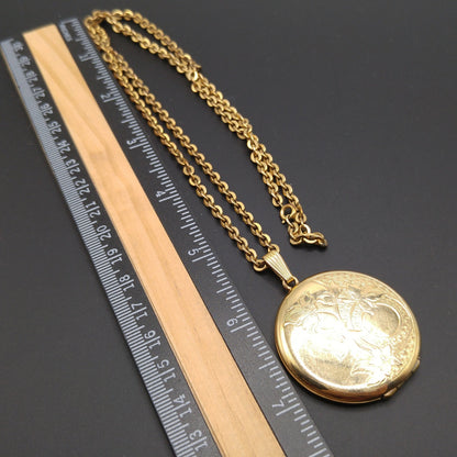 Danecraft Gold Filled Photo Locket Necklace, 12K GF, Early 1950s Vintage Jewelry