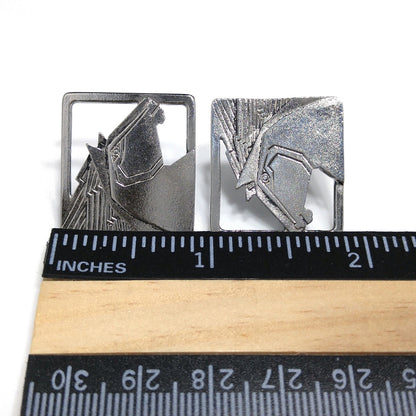 Vintage Laurel Burch Stallion Horse Post Earrings, Rhodium Plated