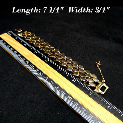 Snake Pattern Gold Plated Bracelet, Safety Chain, 1960s Vintage Jewelry