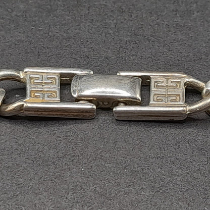 Givenchy Curb Chain Bracelet, Rhodium Plated, 7 3/4 Inches, 1980s Vintage Jewelry