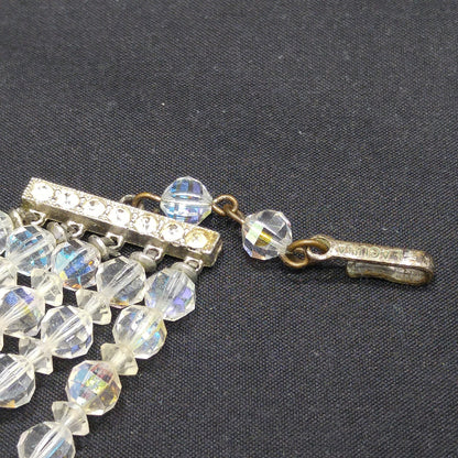 Laguna AB Crystal Beaded Necklace, Five Strands, Aurora Borealis Beads, 1950s