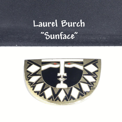Laurel Burch "Sunface" Brooch, Snake Eyes, Gold Plated, 1980s Vintage Jewelry