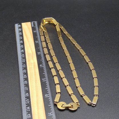 Monet Long Link Necklace, Gold Plated, 1970s Vintage Jewelry