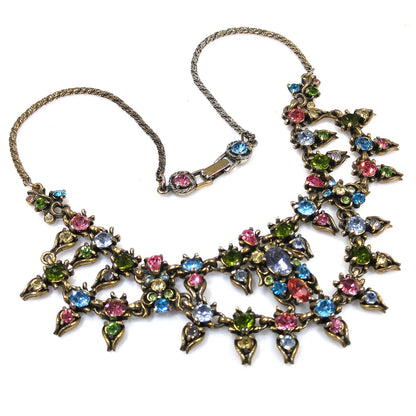 Hollycraft Pastel Rhinestone Necklace, Stamped Copr 1950, 1950s Vintage Jewelry
