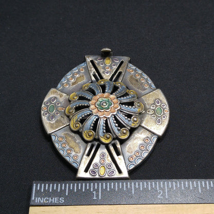 Vintage Enamel Ladies Belt Buckle, Enamel on Brass, 1930s Vintage Accessory