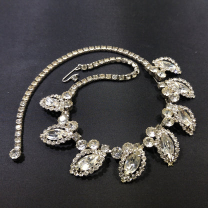 Weiss Wedding Clear Rhinestone Necklace, Rhodium Plated, 1950s Vintage Jewelry