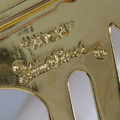 Laurel Burch "Inca" Red Horse Brooch, Cloisonné Gold Plated, 1980s Vintage Jewelry